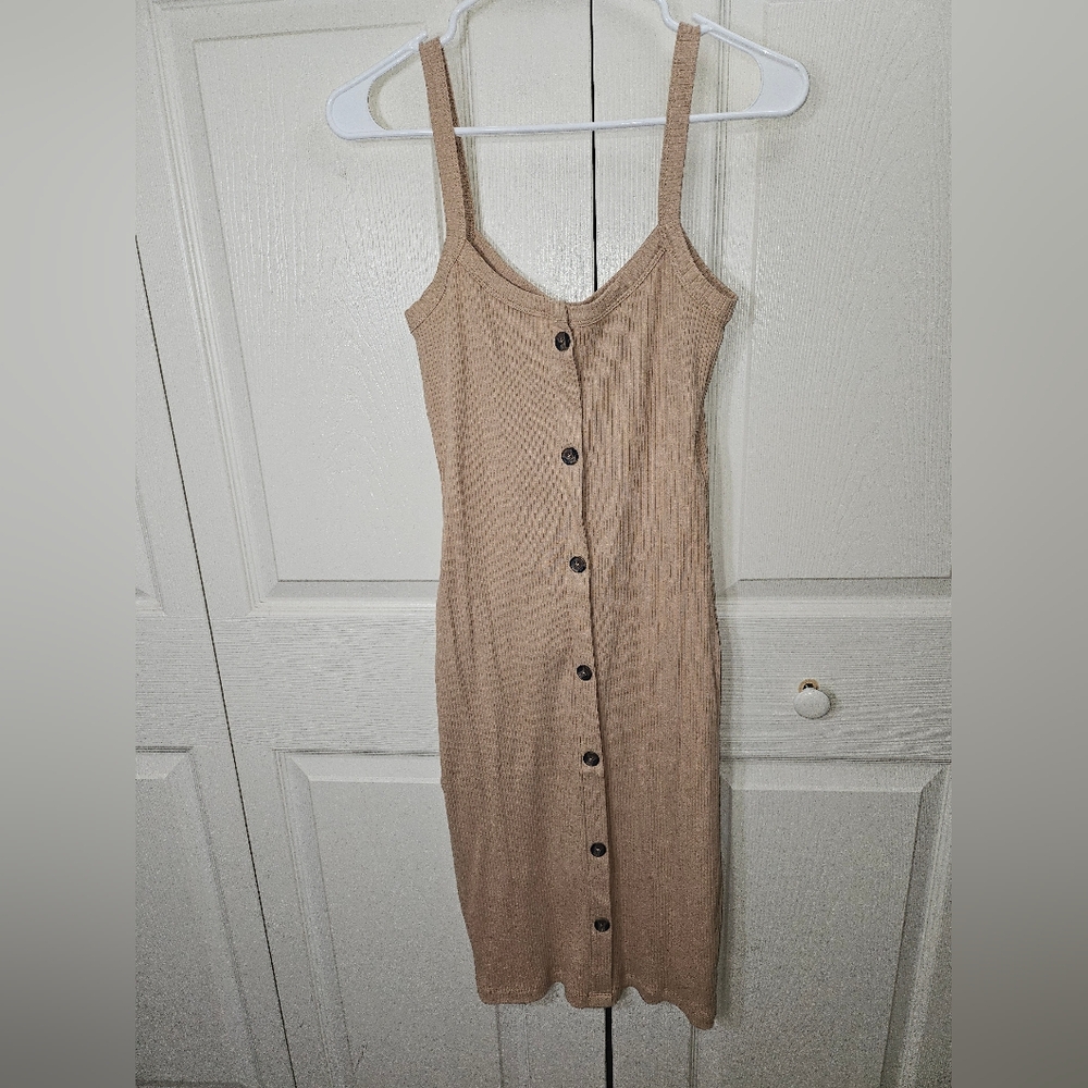 Vero Moda Tan Ribbed Sheath Dress - Picture 3 of 6